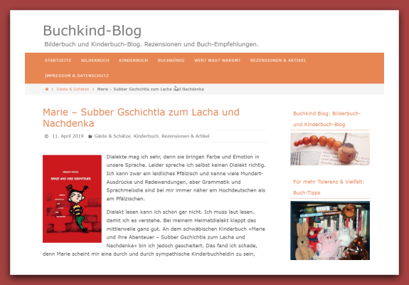 Rezension und Interview mit Marion im Buchkind‑Blog von Dagmar Eckhardt